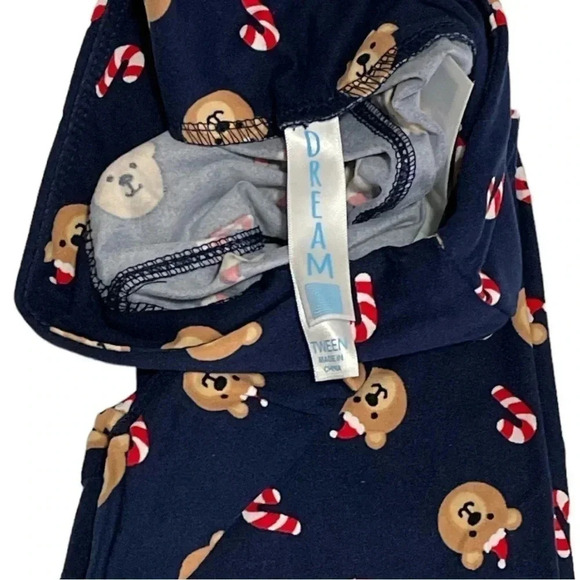 Lularoe Dream Holiday Bear Candy Cane Tween Size Leggings NWOT - Picture 3 of 4